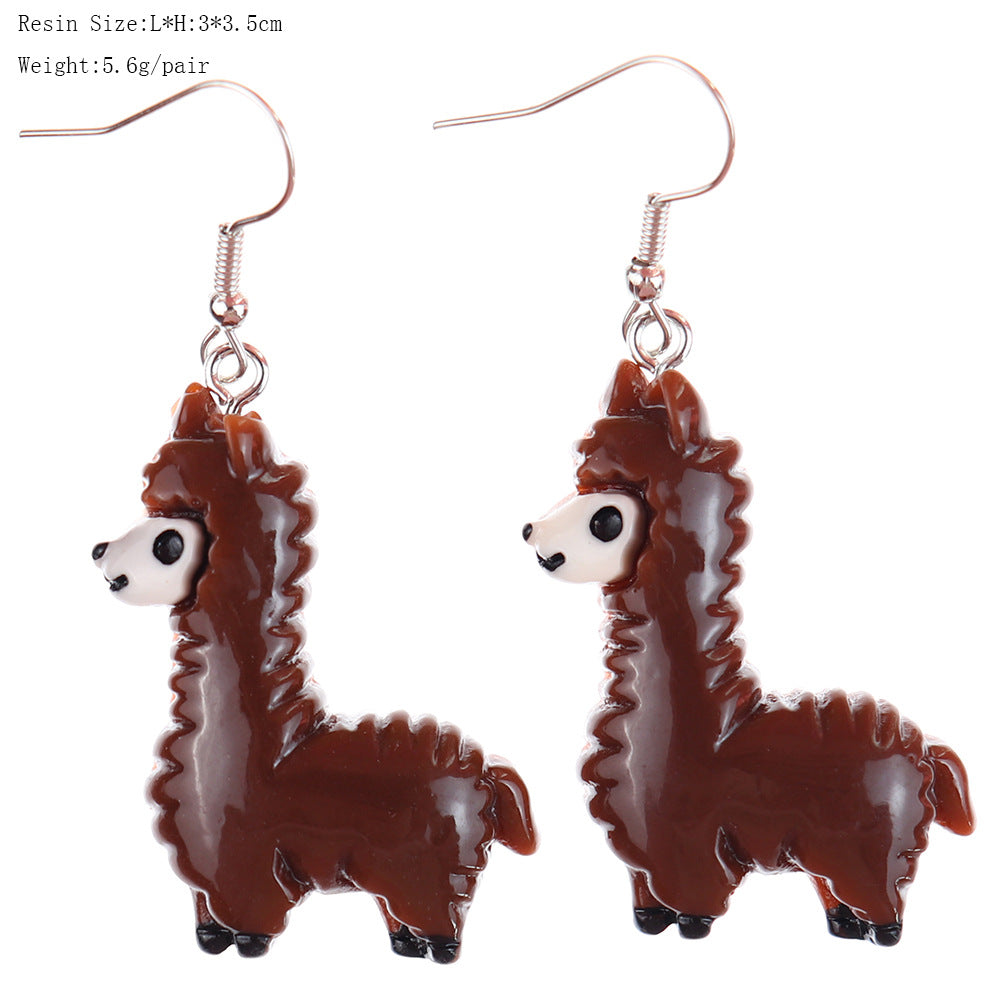 1 Pair Cartoon Style Cute Sheep Alpaca Plastic Drop Earrings