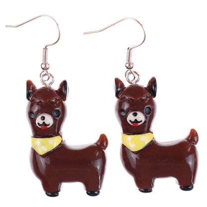 1 Pair Cartoon Style Cute Sheep Alpaca Plastic Drop Earrings