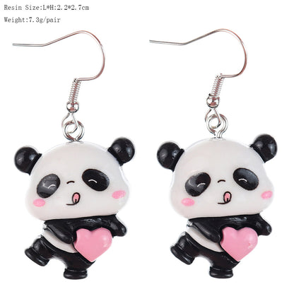 1 Pair Cartoon Style Cute Panda Plastic Drop Earrings