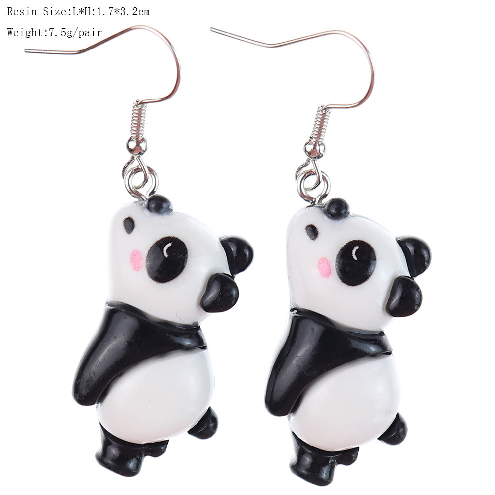 1 Pair Cartoon Style Cute Panda Plastic Drop Earrings