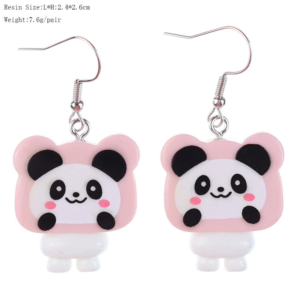 1 Pair Cartoon Style Cute Panda Plastic Drop Earrings