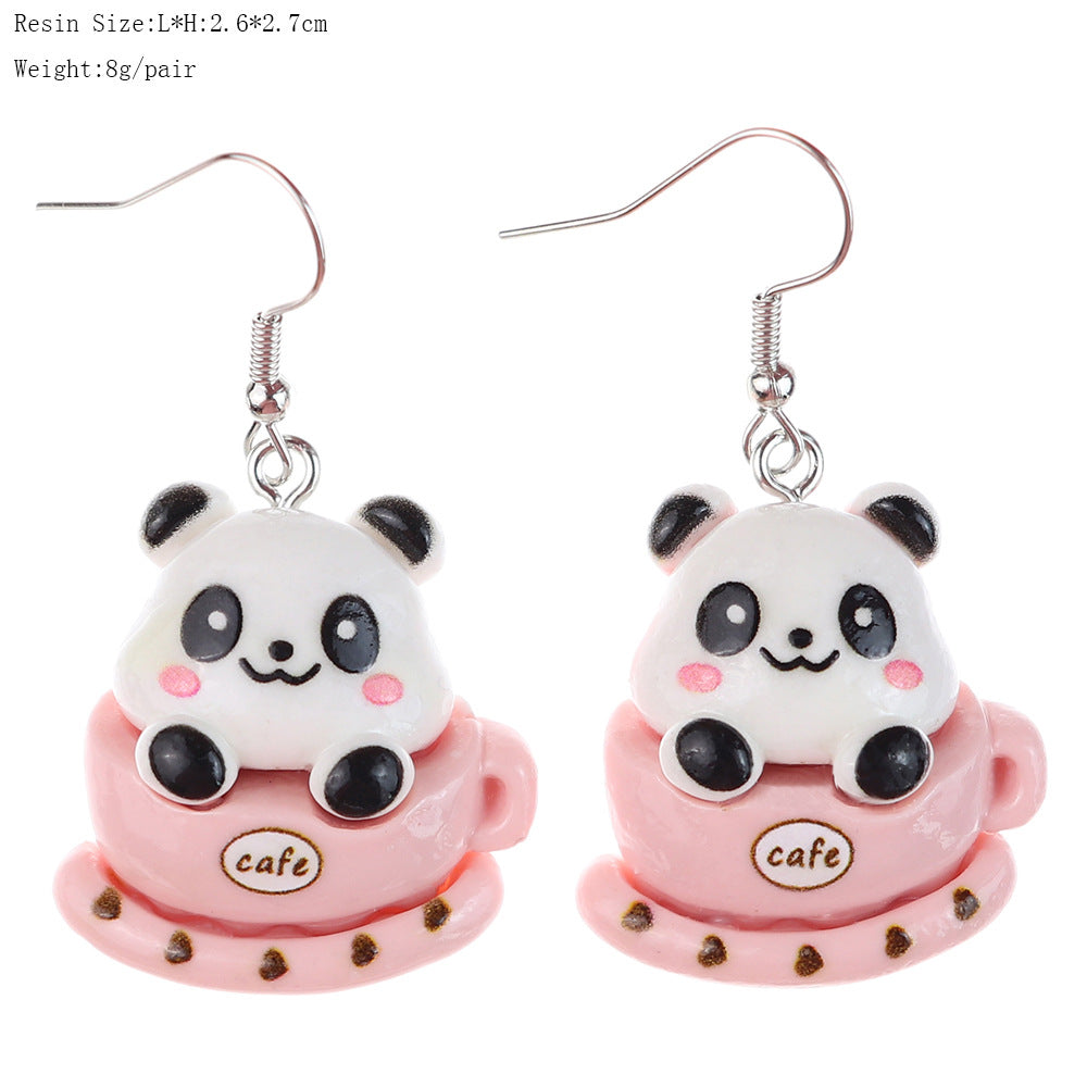 1 Pair Cartoon Style Cute Panda Plastic Drop Earrings