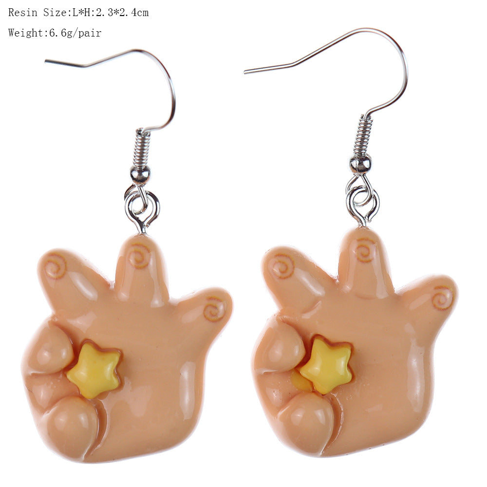 1 Pair Cartoon Style Cute Hand Star Heart Shape Plastic Drop Earrings