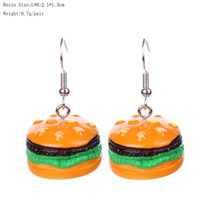 1 Pair Cartoon Style Cute Hamburger Plastic Drop Earrings