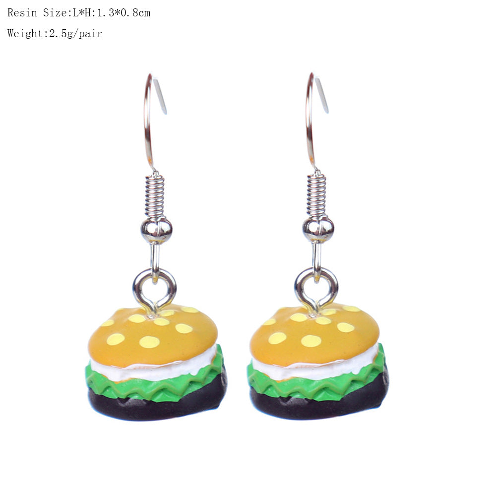 1 Pair Cartoon Style Cute Hamburger Plastic Drop Earrings