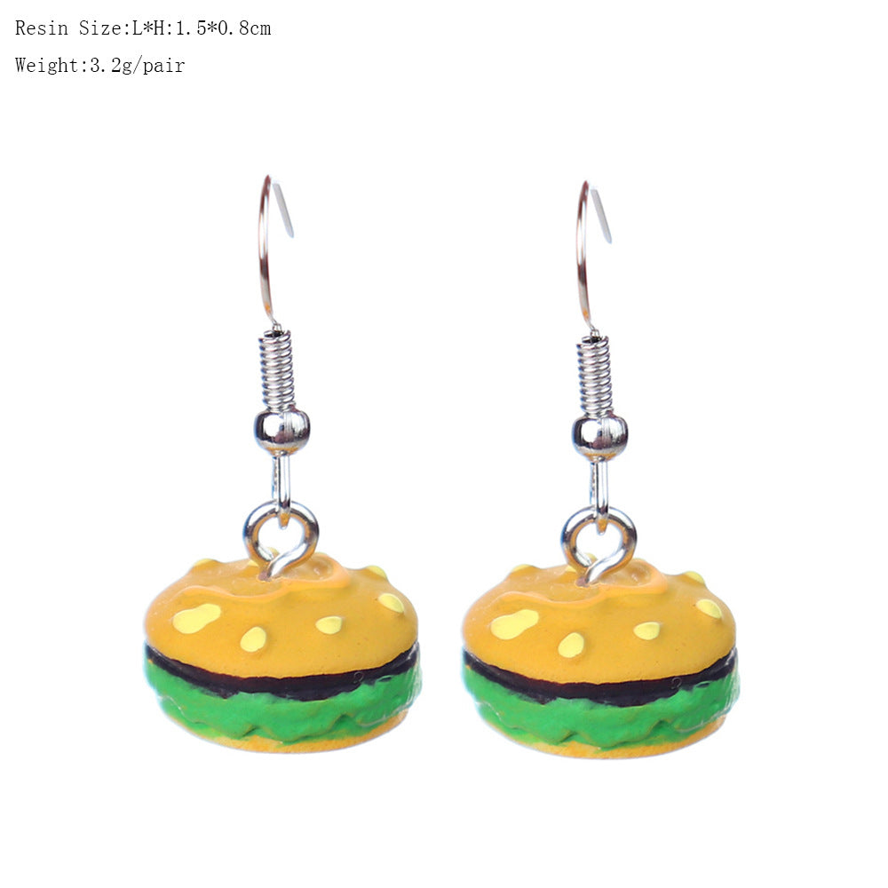 1 Pair Cartoon Style Cute Hamburger Plastic Drop Earrings