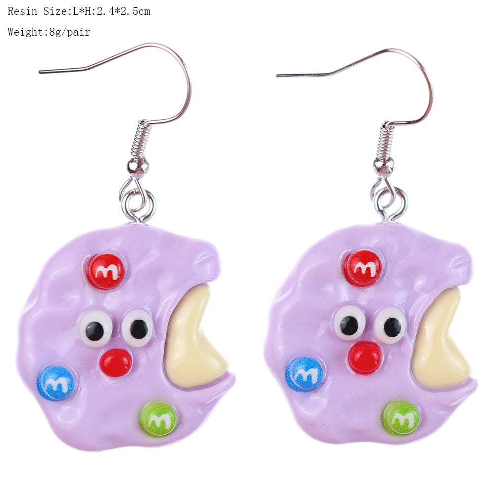 1 Pair Cartoon Style Cute Donuts Plastic Drop Earrings