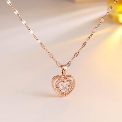 Titanium Steel Sweet Heart Shape Plating Pendant Necklace