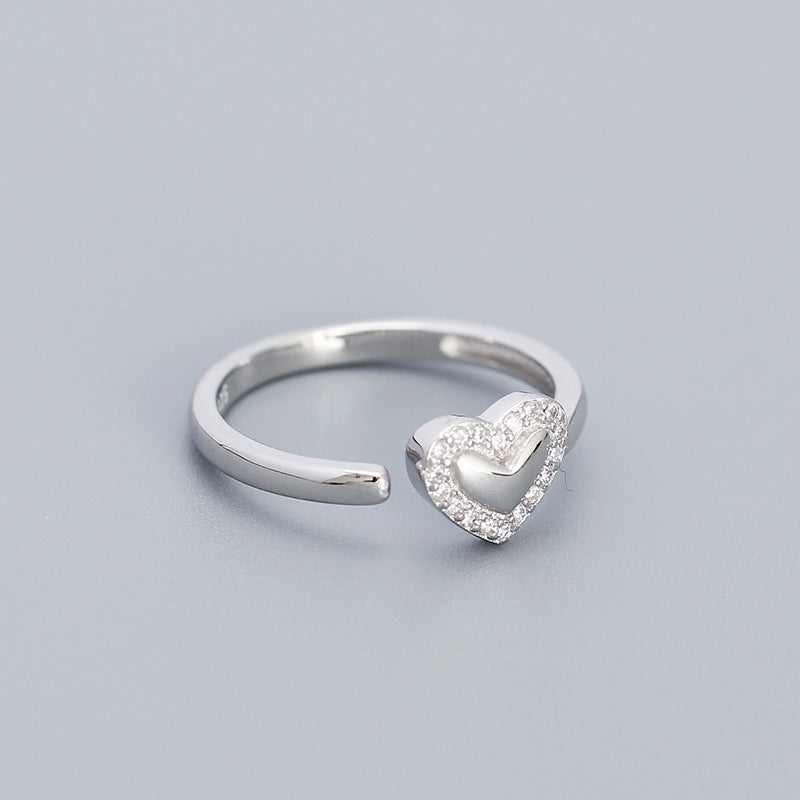 Sterling Silver Sweet Heart Shape Plating Open Rings