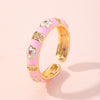 Wholesale Vintage Style Flower Copper Inlay Artificial Gemstones Open Rings