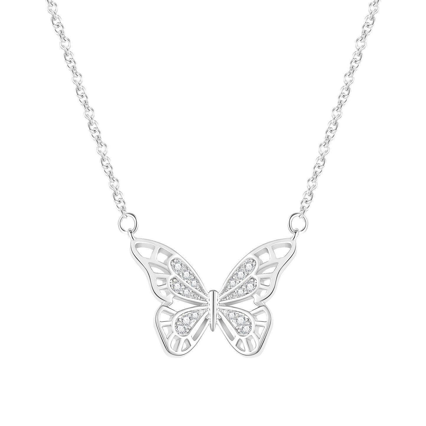 Copper Simple Style Butterfly Diamond Pendant Necklace