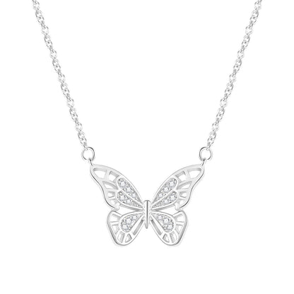 Copper Simple Style Butterfly Diamond Pendant Necklace