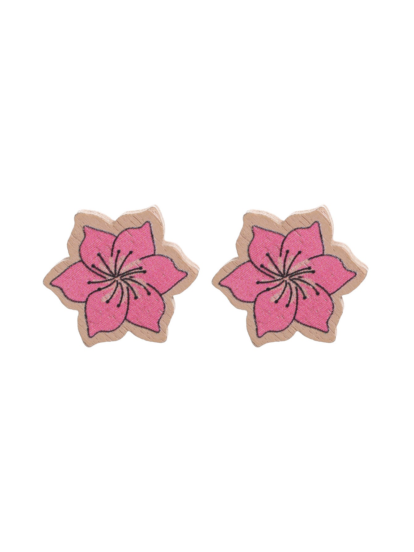 1 Pair Pastoral Sunflower Flower Wood Ear Studs