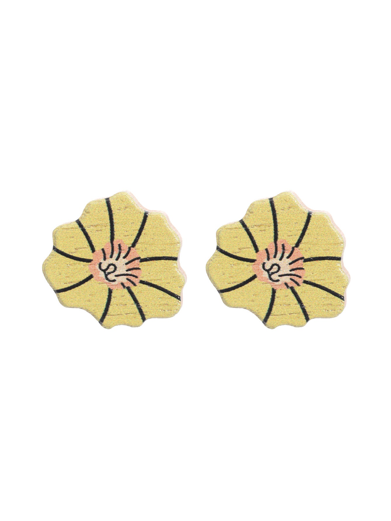 1 Pair Pastoral Sunflower Flower Wood Ear Studs