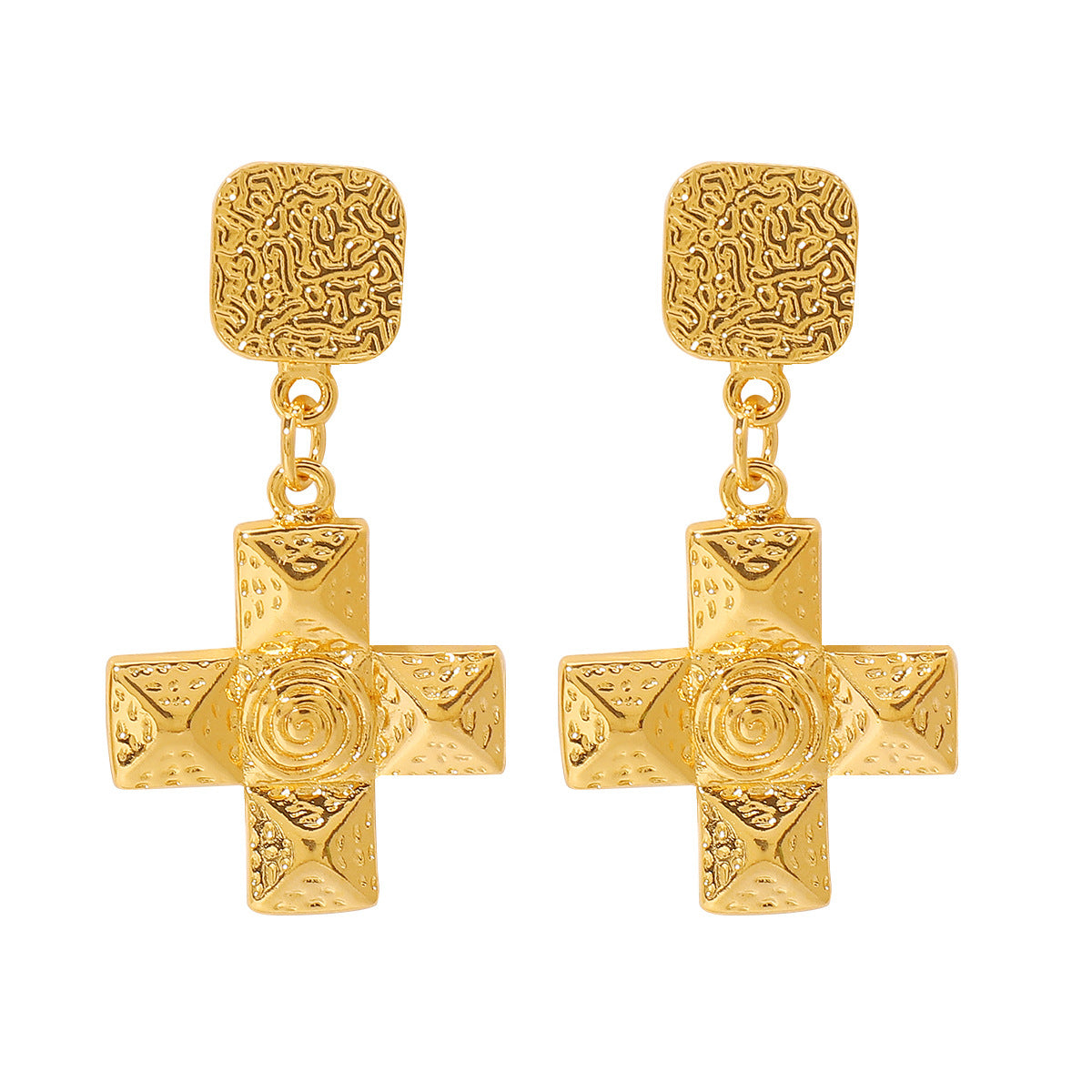 1 Pair Hip-Hop Cross Plating Alloy Drop Earrings