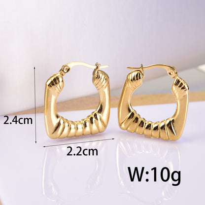 1 Pair Simple Style Geometric Inlay Titanium Steel Zircon 18K Gold Plated Earrings Ear Studs