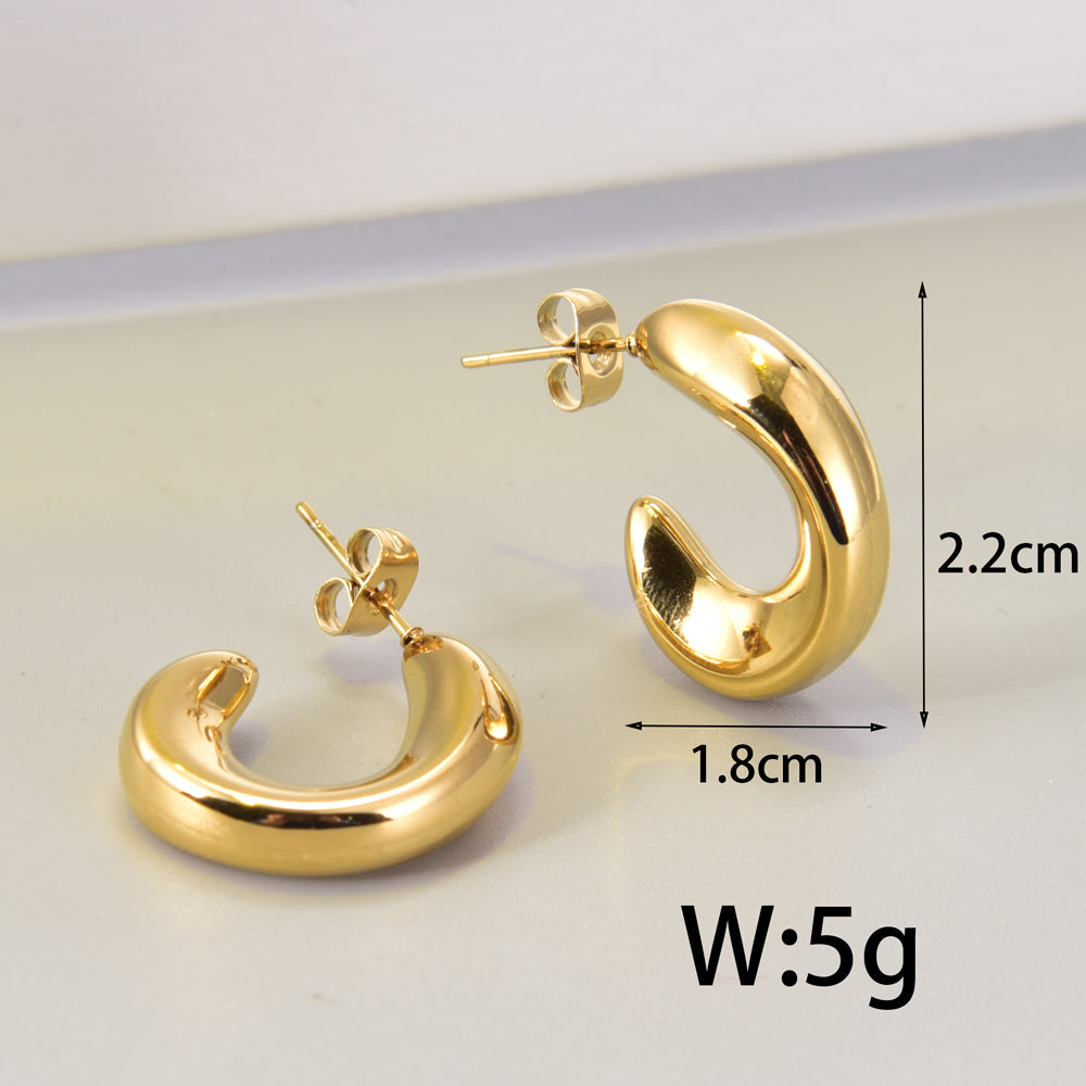 1 Pair Simple Style Geometric Inlay Titanium Steel Zircon 18K Gold Plated Earrings Ear Studs