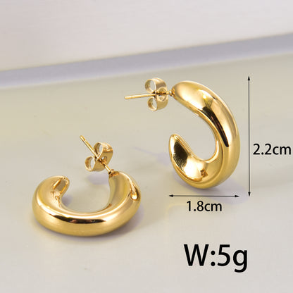 1 Pair Simple Style Geometric Inlay Titanium Steel Zircon 18K Gold Plated Earrings Ear Studs