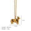 Titanium Steel Gold Plated Cute Dog Asymmetrical Pendant Necklace