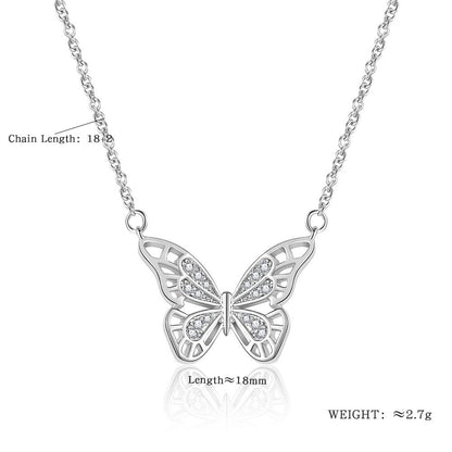 Copper Simple Style Butterfly Diamond Pendant Necklace