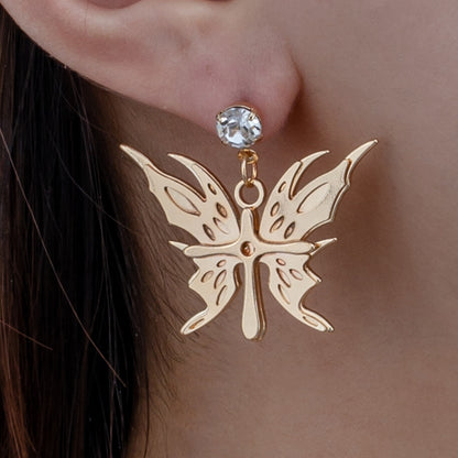 1 Pair IG Style Simple Style Classic Style Butterfly Inlay Ferroalloy Glass Drop Earrings