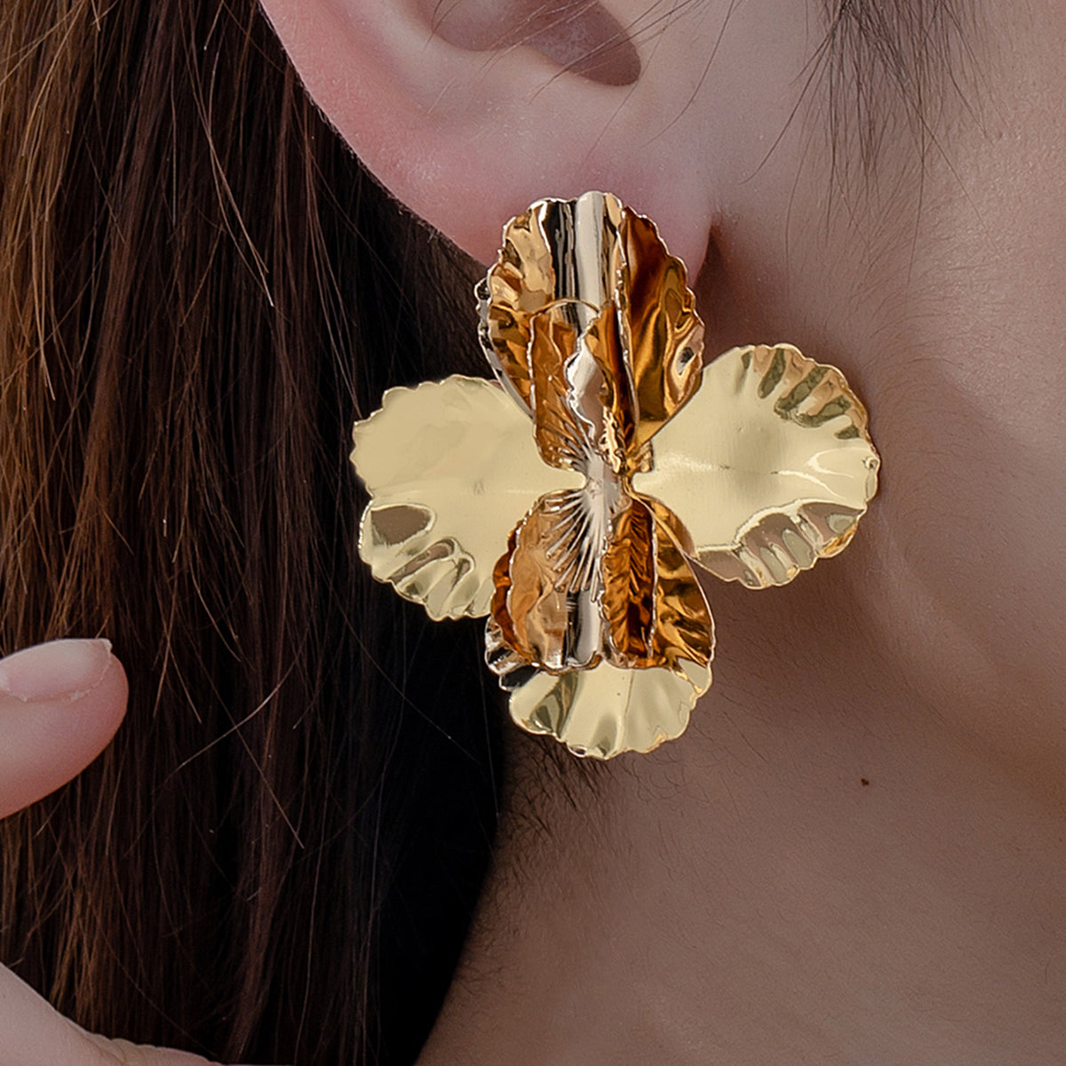 1 Pair Exaggerated Simple Style Classic Style Flower Ferroalloy Ear Studs