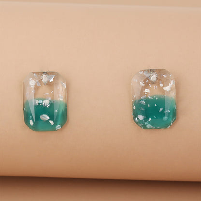 1 Pair Cute Vacation Beach Square Flower Resin Drop Earrings Ear Studs