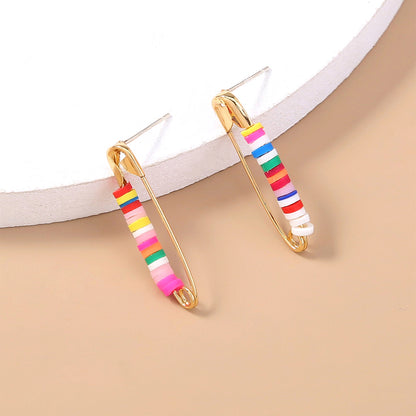 1 Pair Vacation Beach C Shape Pin Beaded Soft Clay Ear Studs