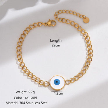 Stainless Steel 14K Gold Plated Simple Style Classic Style Round Devil's Eye Enamel Inlay Zircon Bracelets