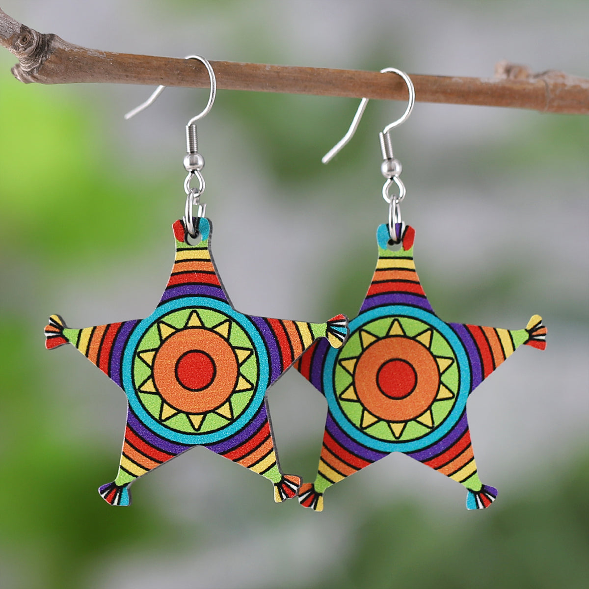 1 Pair Retro Cactus Cartoon Plant Wood Drop Earrings