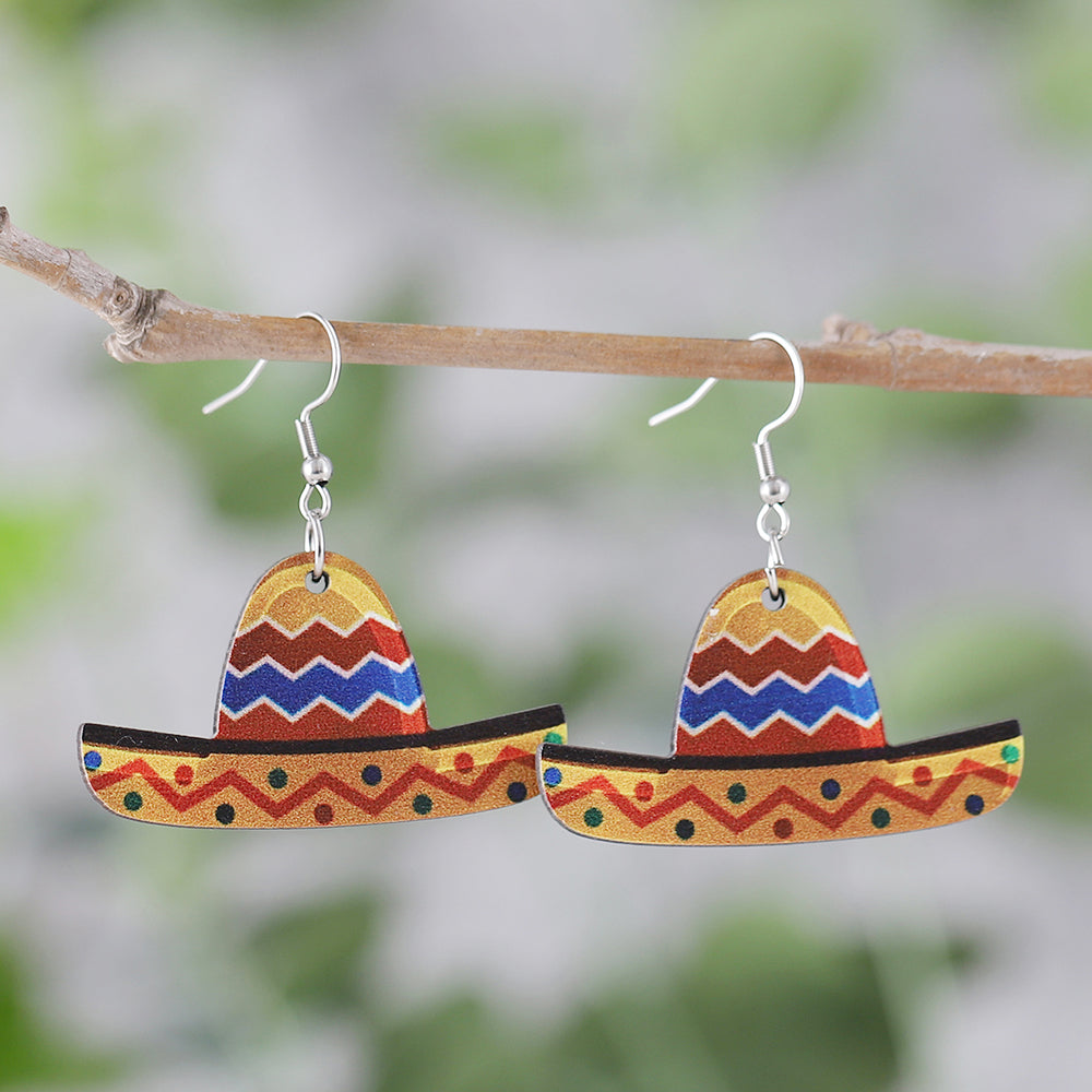 1 Pair Pastoral Cartoon Plant Wood Drop Earrings