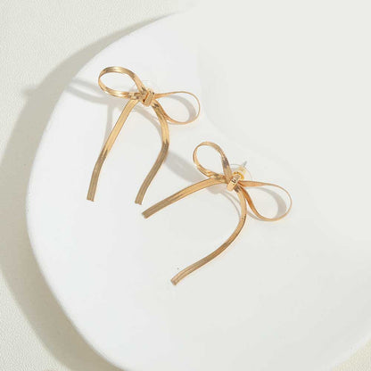 1 Pair Vintage Style Simple Style Commute Bow Knot Copper 14K Gold Plated Drop Earrings