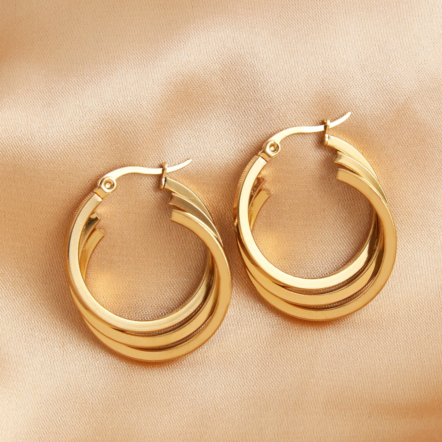 1 Pair Beach Simple Style Geometric Plating Stainless Steel 18K Gold Plated Ear Studs