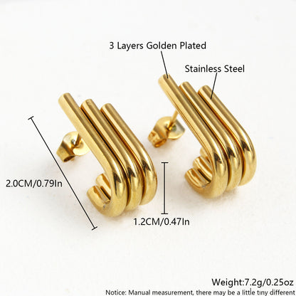 1 Pair Vacation Beach Geometric Plating Stainless Steel 18K Gold Plated Earrings