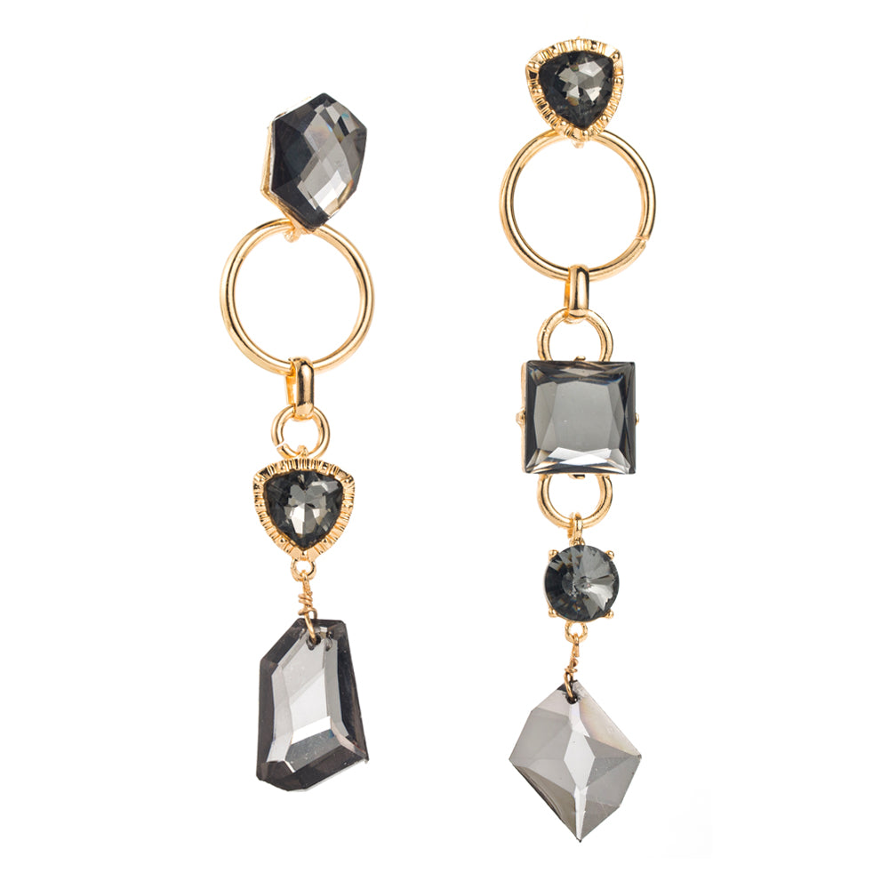 1 Pair Elegant Luxurious Geometric Hollow Out Inlay Alloy Glass Drill Gold Plated Drop Earrings