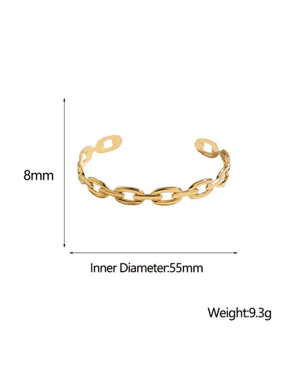 Titanium Steel 18K Gold Plated Exaggerated Simple Style British Style Round Oval Solid Color Criss Cross Polishing Bangle