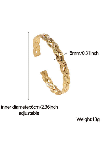 Titanium Steel 18K Gold Plated Exaggerated Simple Style British Style Round Oval Solid Color Criss Cross Polishing Bangle