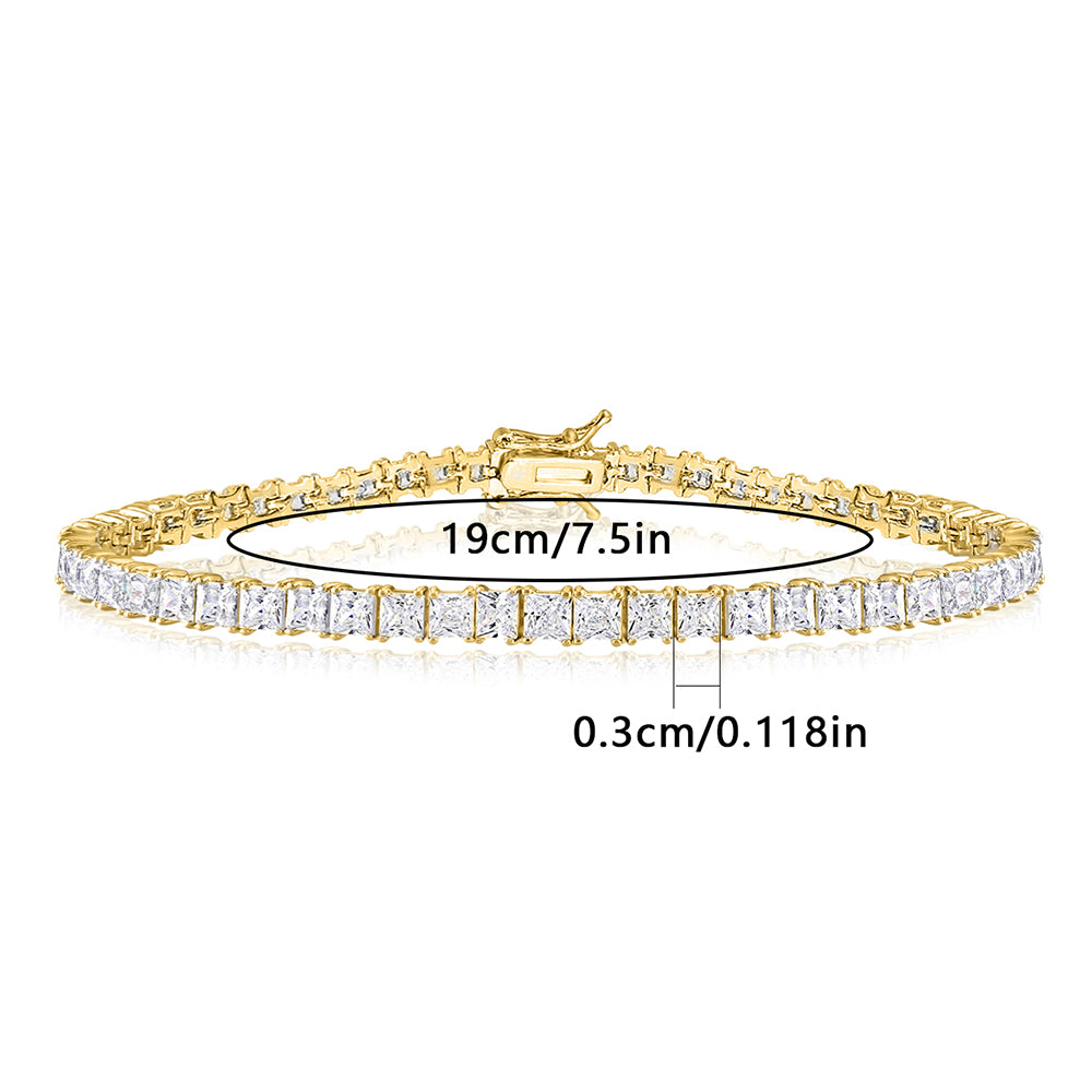 Copper 18K Gold Plated Elegant Classic Style Geometric Inlay Zircon Bracelets