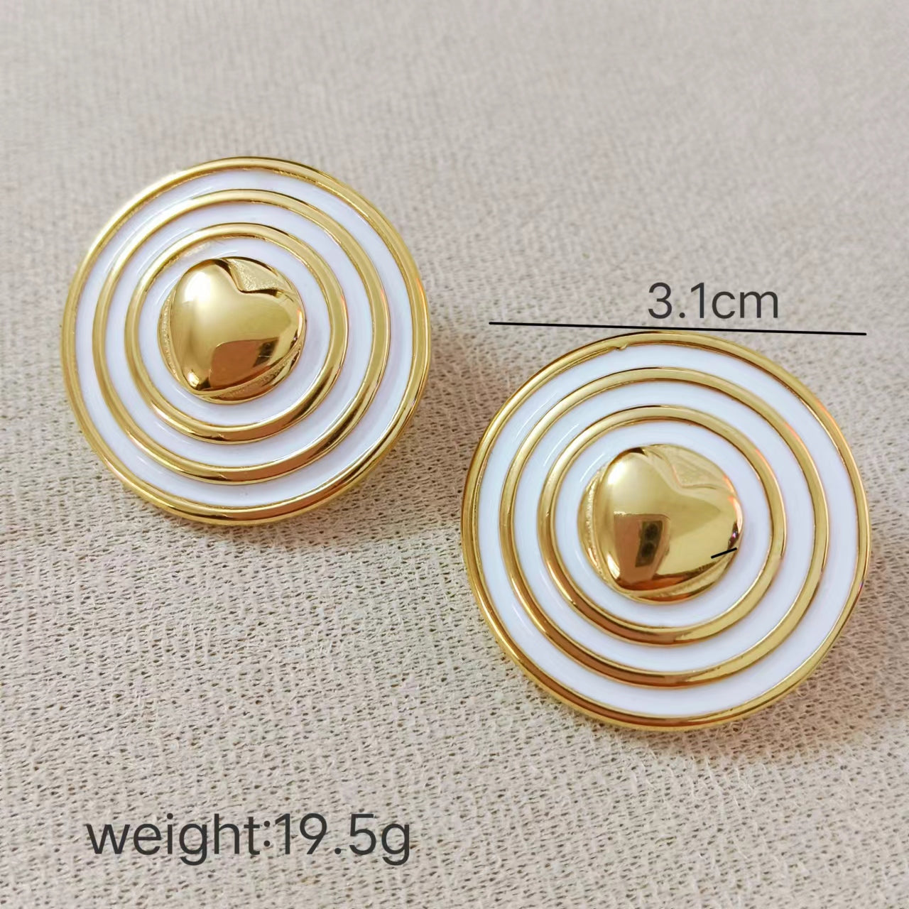 1 Pair Simple Style Circle Heart Shape Enamel Stainless Steel 18K Gold Plated Ear Studs