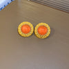 1 Pair Retro Geometric Flower Copper Inlay Rhinestones Pearl Drop Earrings
