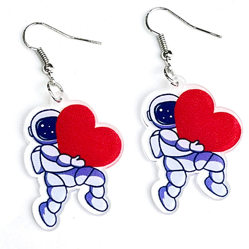 1 Pair Casual Cute Sweet Geometric Heart Shape Smiley Face Arylic Drop Earrings