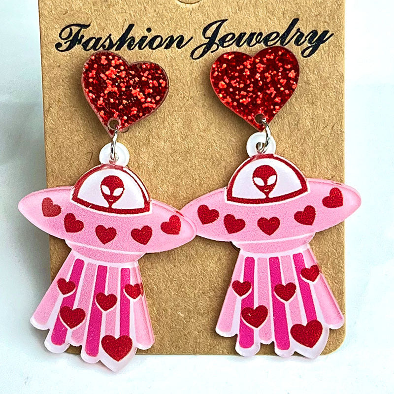 1 Pair Casual Cute Sweet Geometric Heart Shape Smiley Face Arylic Drop Earrings