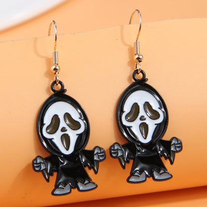 Wholesale Jewelry Funny Skull Alloy Enamel Drop Earrings