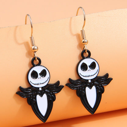 Wholesale Jewelry Funny Skull Alloy Enamel Drop Earrings