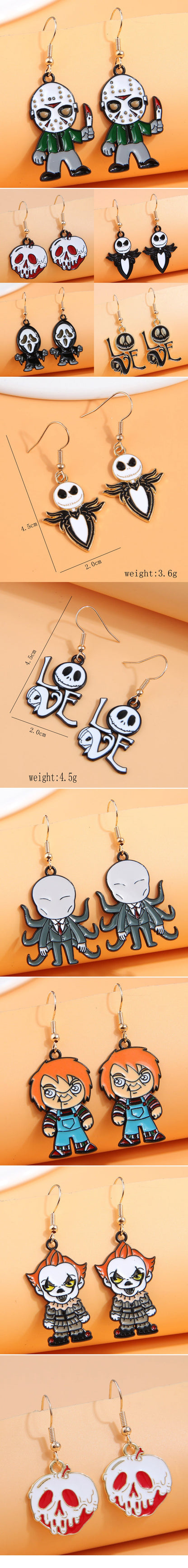 Wholesale Jewelry Funny Skull Alloy Enamel Drop Earrings