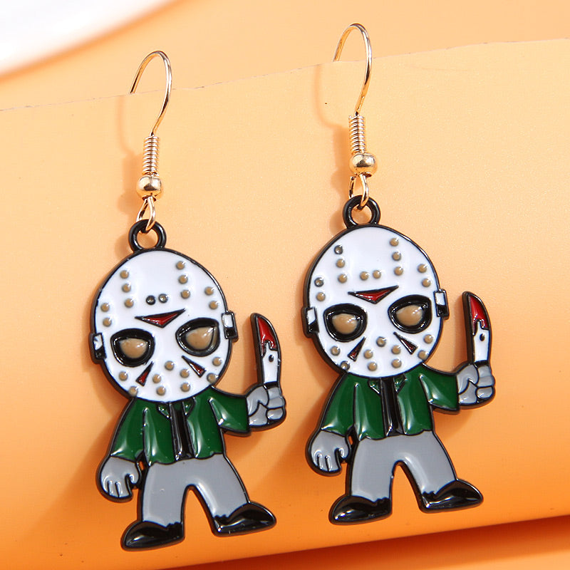 Wholesale Jewelry Funny Skull Alloy Enamel Drop Earrings