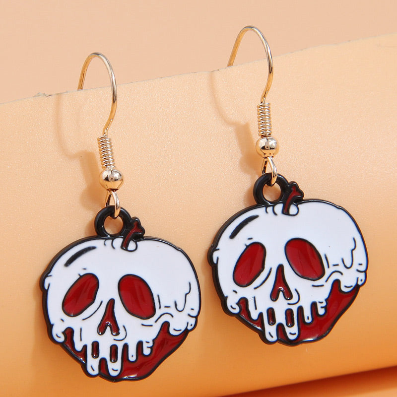 Wholesale Jewelry Funny Skull Alloy Enamel Drop Earrings