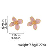 1 Pair Original Design Romantic Flower Enamel Inlay Copper Artificial Pearls Rhinestones Zircon 18K Gold Plated Ear Studs