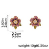 1 Pair Original Design Romantic Flower Enamel Inlay Copper Artificial Pearls Rhinestones Zircon 18K Gold Plated Ear Studs