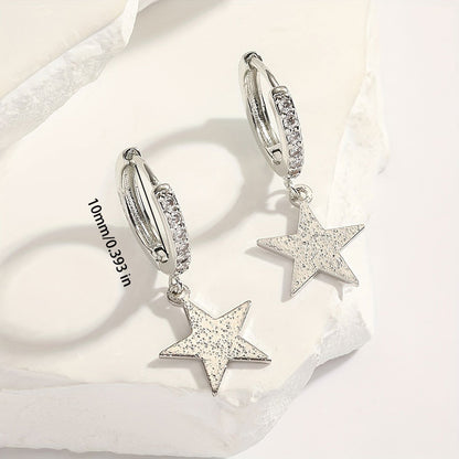 1 Pair Elegant Glam Cross Round Star Handmade Inlay Copper Zircon K Gold Plated White Gold Plated Drop Earrings